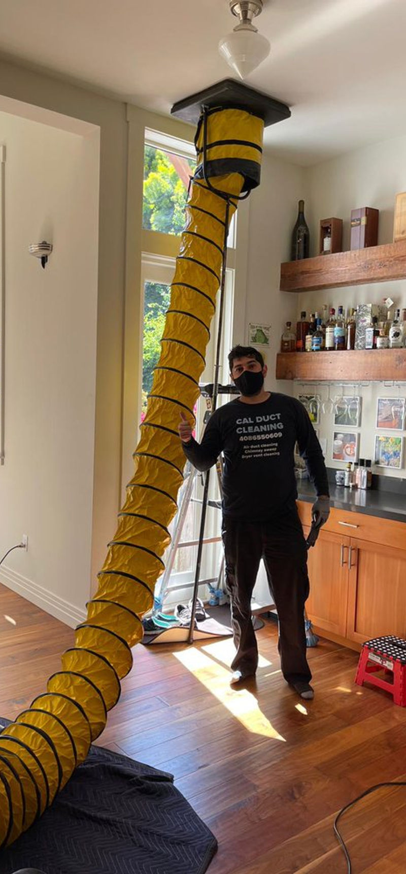 Commercial HVAC duct cleaning with industrial equipment