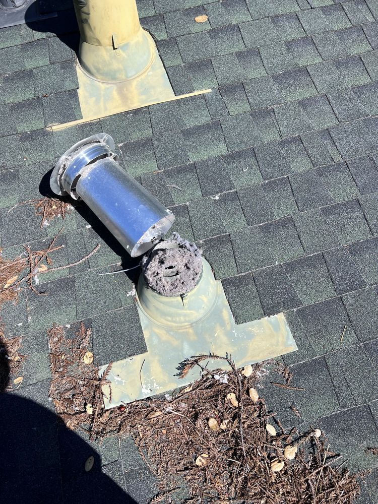 Roof dryer vent termination accessed for cleaning