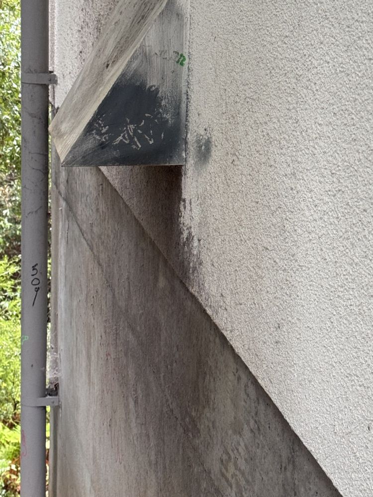 Sooted exterior wall vent before cleaning