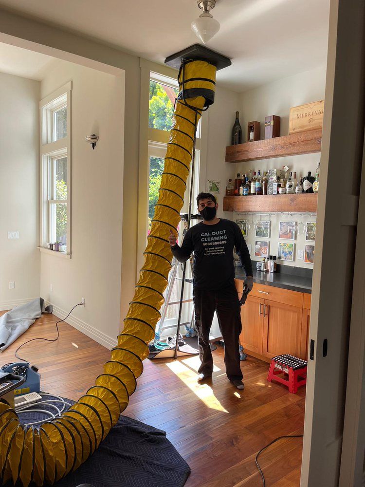 Air duct cleaning system setup in customer home